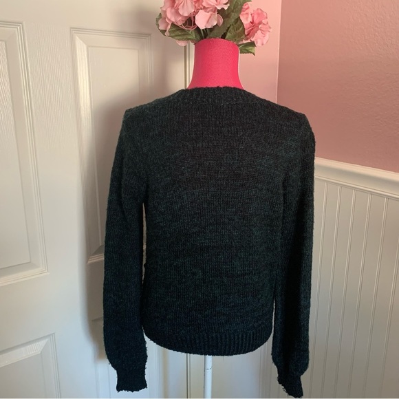 Love by Design Women’s Deep V-Neck Black and Teal Sweater size Medium - Picture 4 of 7